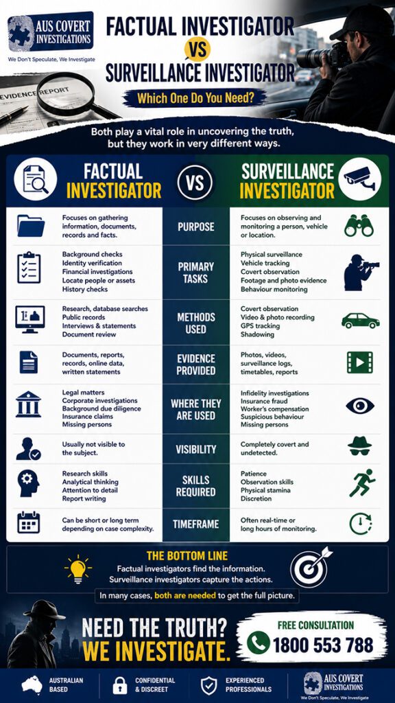 Factual Investigator vs. Surveillance Investigator